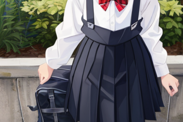 【Stable Diffusion】プロンプト 100枚生成 吊りスカート制服(School uniform, suspender skirt)